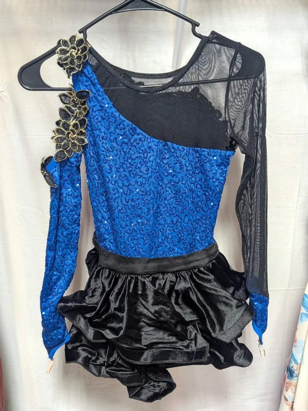 Weissman Blue and Black Sequin Jazz Dance Costume